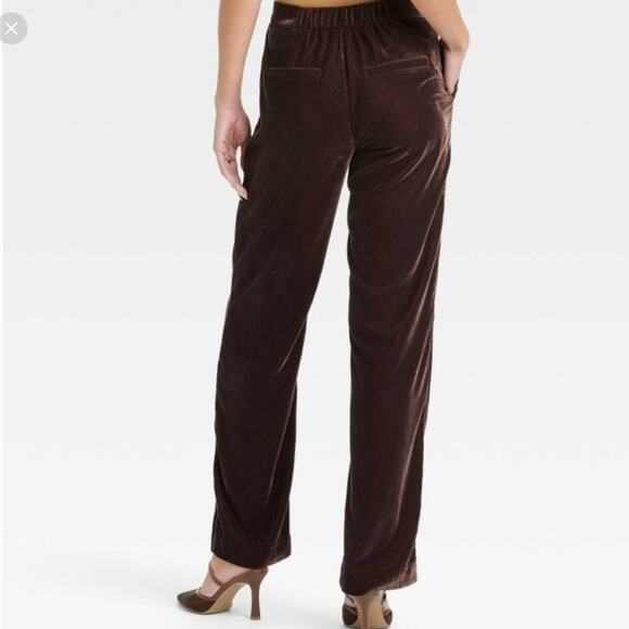 A New Day recycled polyester brown velvet velour flat front pants sz 14 NWT - Picture 9 of 9